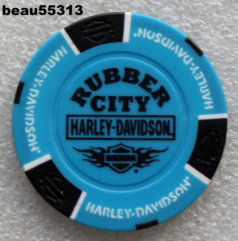 ⭐HARLEY DAVIDSON "RUBBER CITY" AKRON OHIO DEALER CASINO POKER CHIP