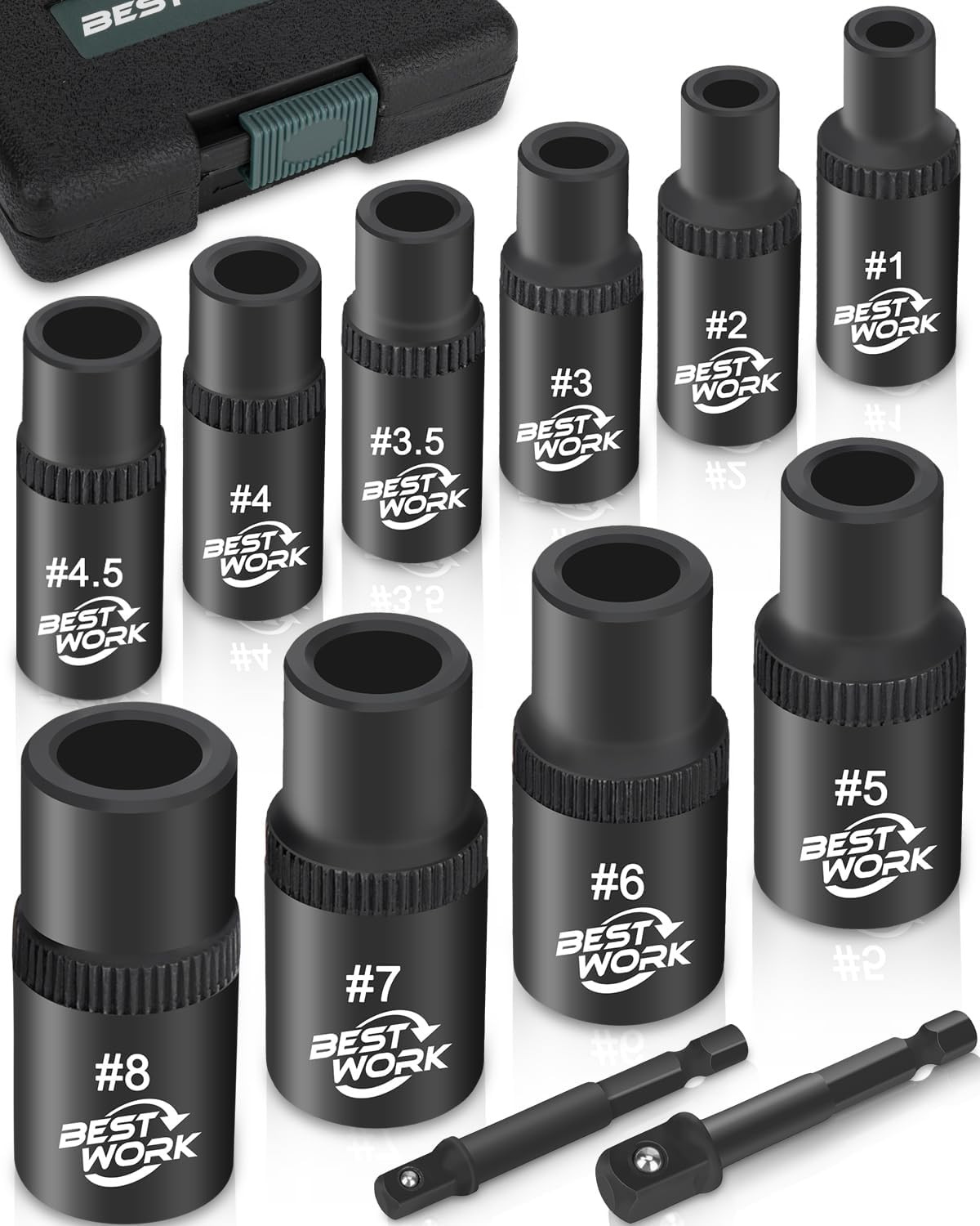 New 12PCS Magnetic Tap Socket Set 1/4" 3/8" Drive Fast Shipping