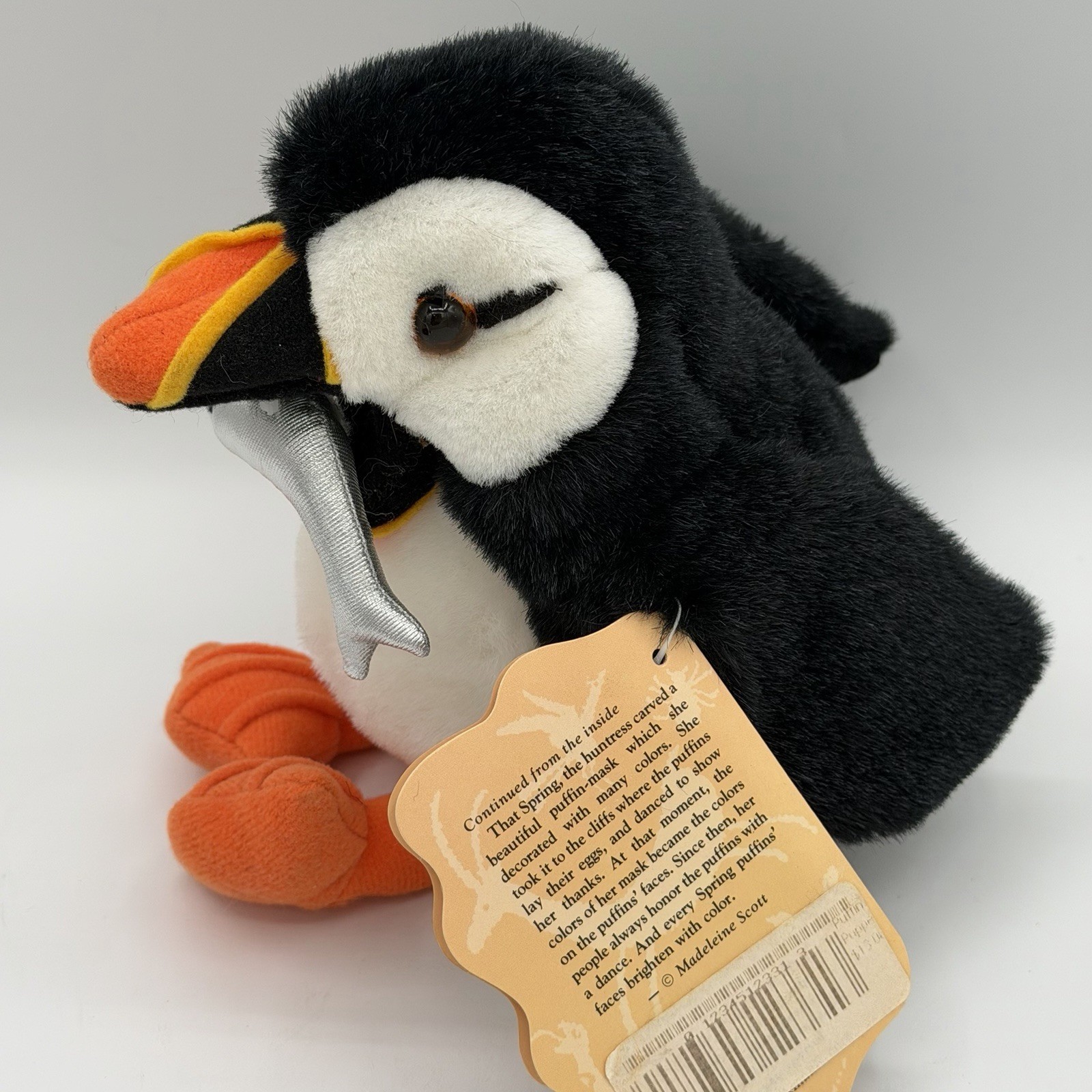 Folkmanis Folktails Puffin with Fish Hand Puppet Bird Wildlife Toy Plush NWT