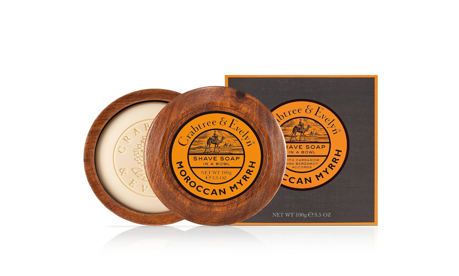 Crabtree & Evelyn Moroccan Myrrh Shave Soap in Wooden Bowl 100g 3.5oz NEW IN BOX