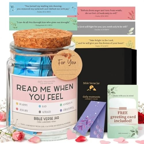 90 Day Bible Verse Jar for Women – Christian Valentines Blossom Pink (Gift Box)
