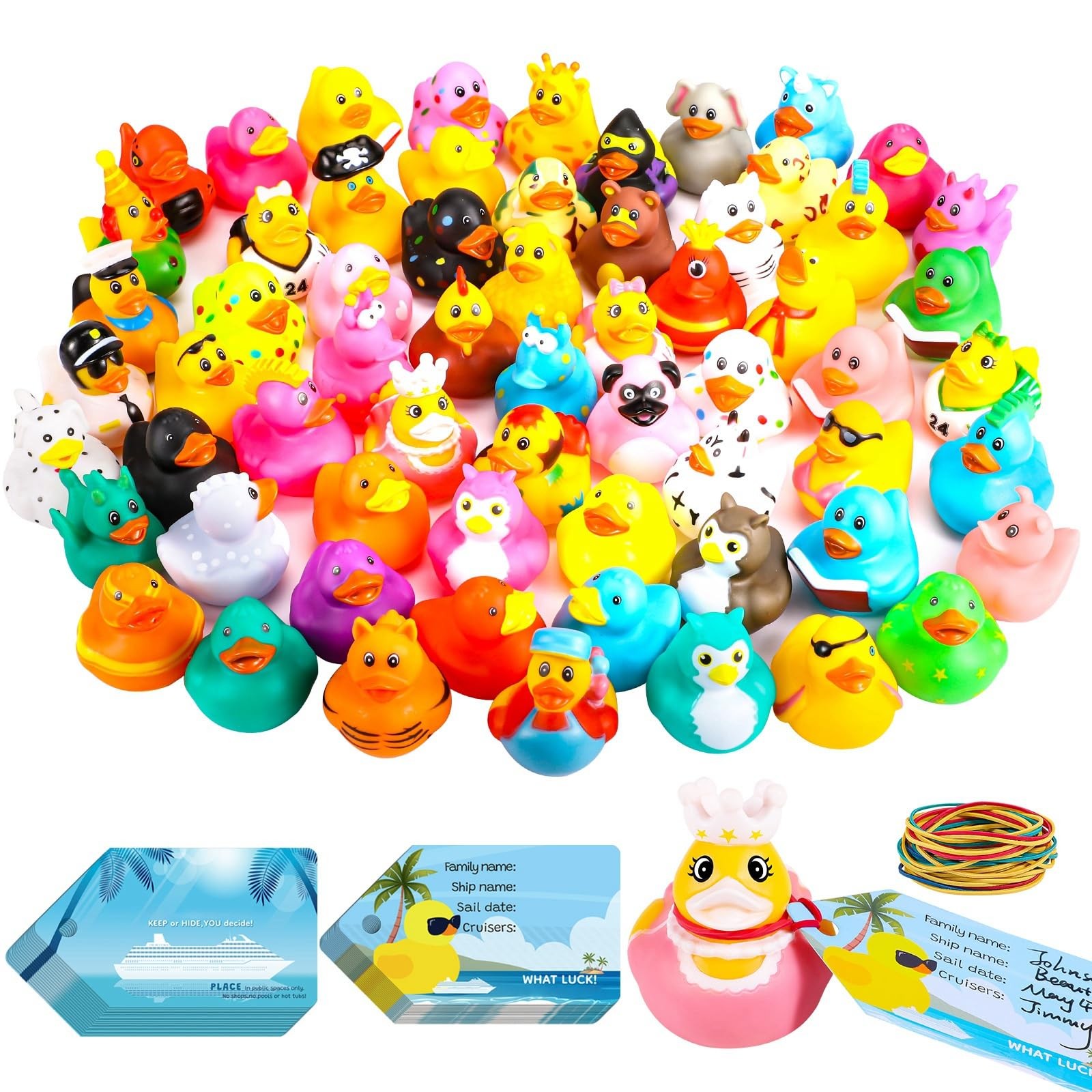 100Pcs Cruise Ducks Tags Kits Includes 30 Cruising Ducks with 30 Cruise Duck ...