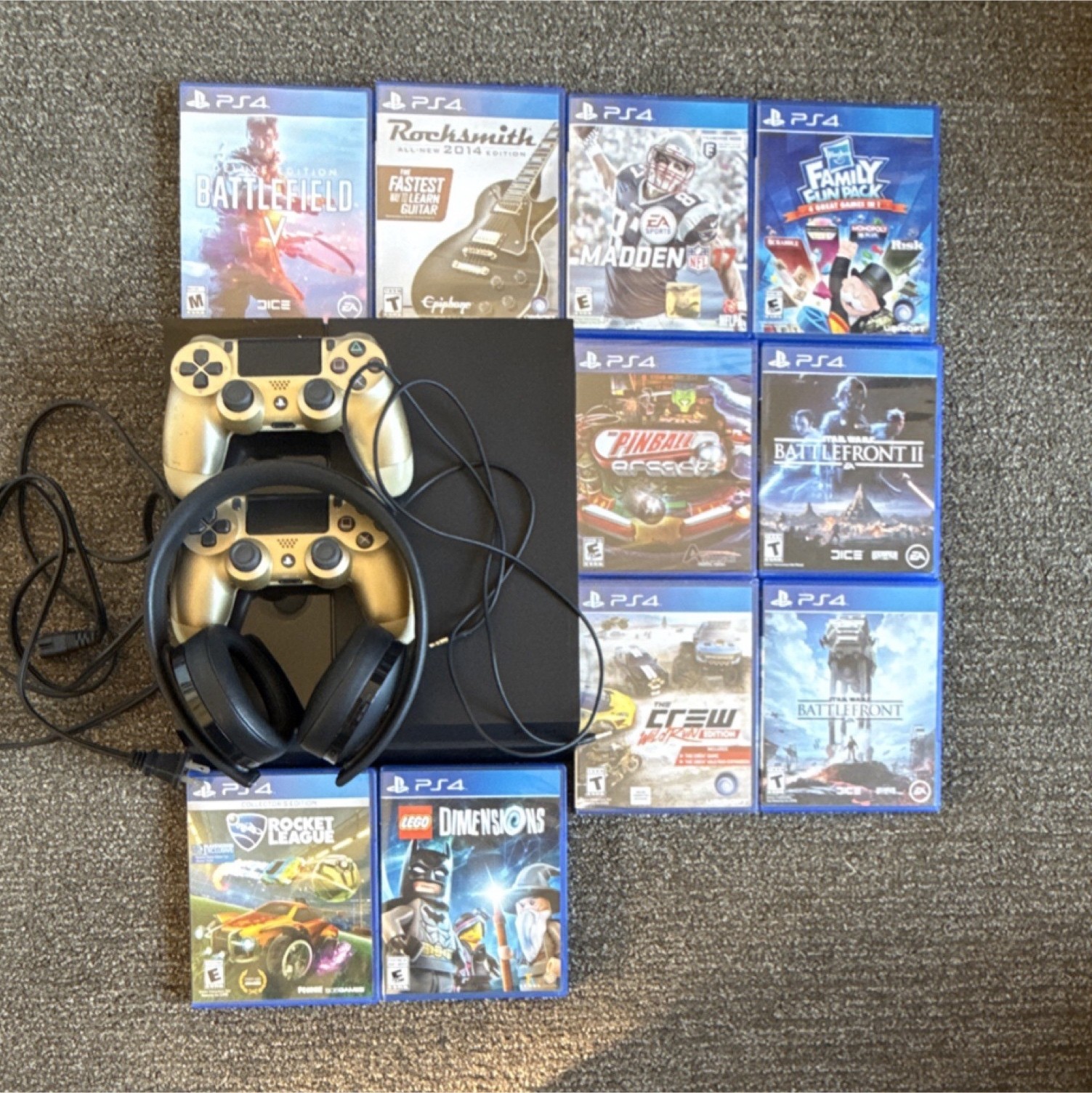 Sony PS4 Console w/ 2 Controllers, Headset, 10 Games, HDMI USB, LEGO Star Wars