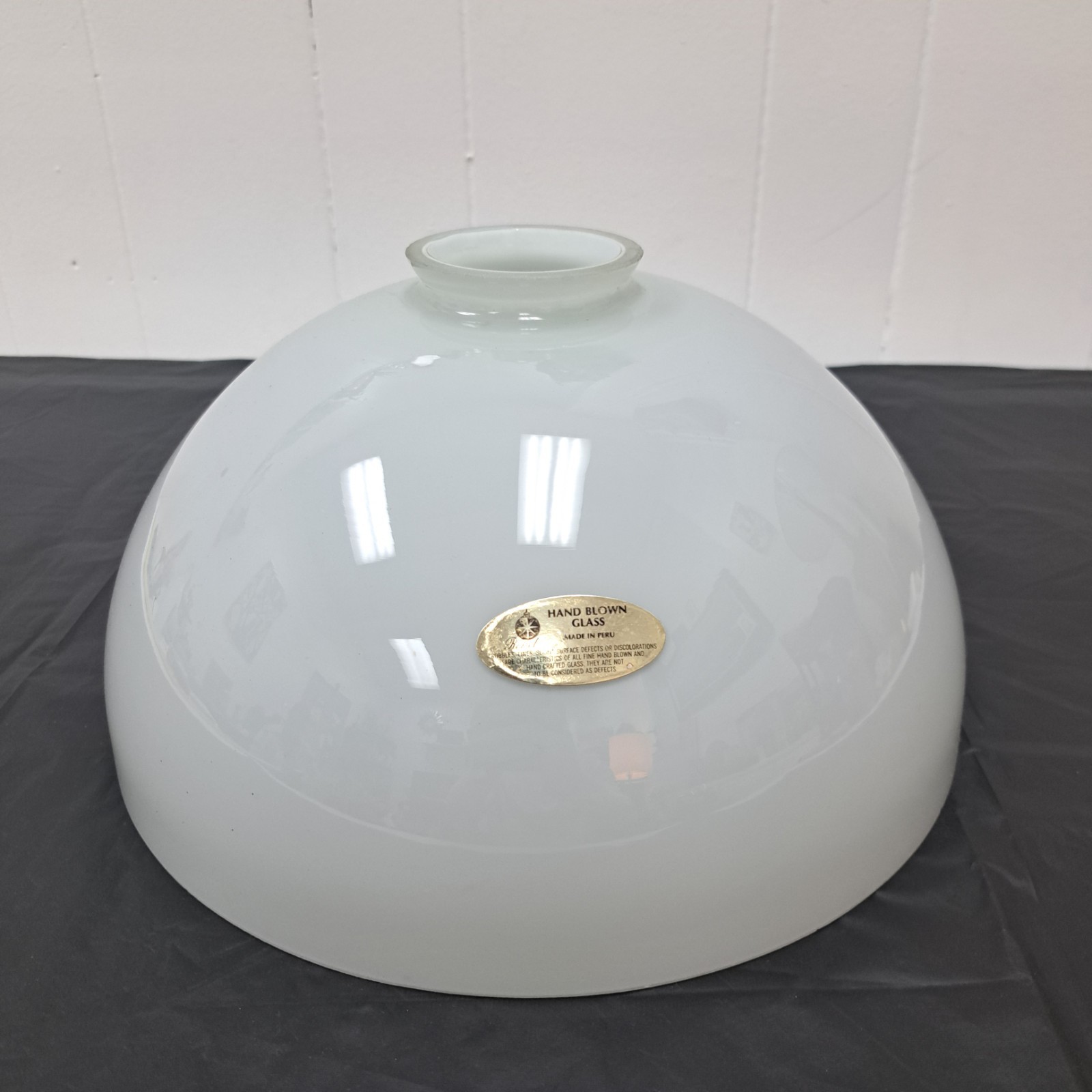 Vintage White Milk Glass Flat Top Dome Lamp Shade 12” Fitter