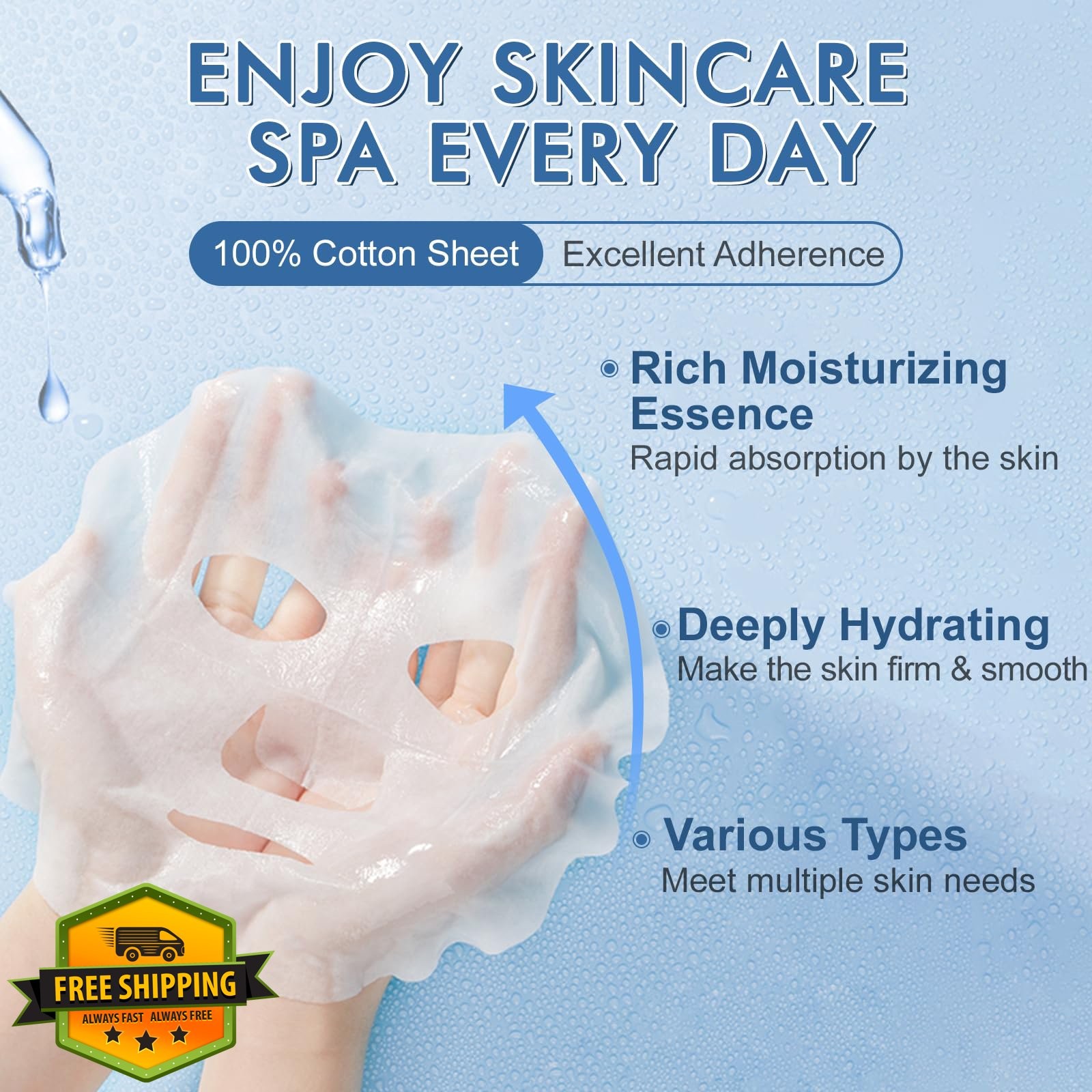 KONEUK 14pc Sheet Face Masks Bulk Hydrating Set