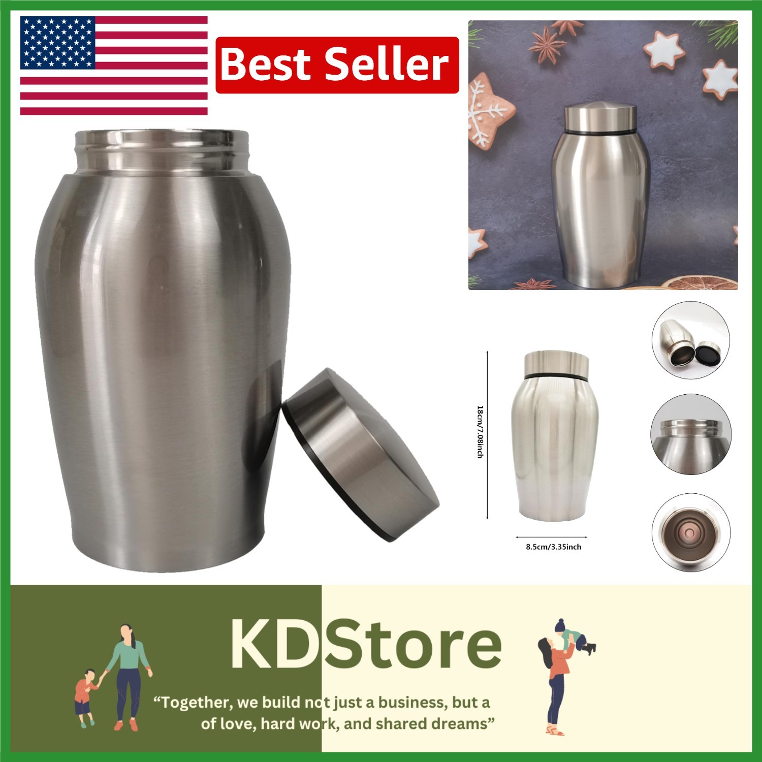 Stainless Steel Pet Ashes Urn Small Keepsake Cremation Memorial Box