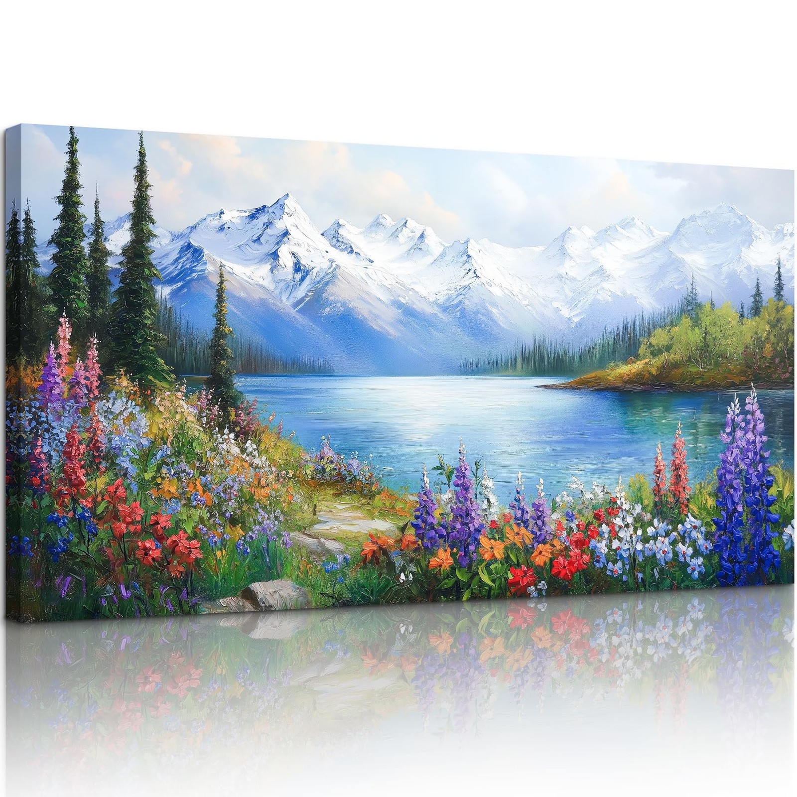 crmotu Lakeside Landscape Wall Art, Nature Wilderness Large Wall Decor, Mount...