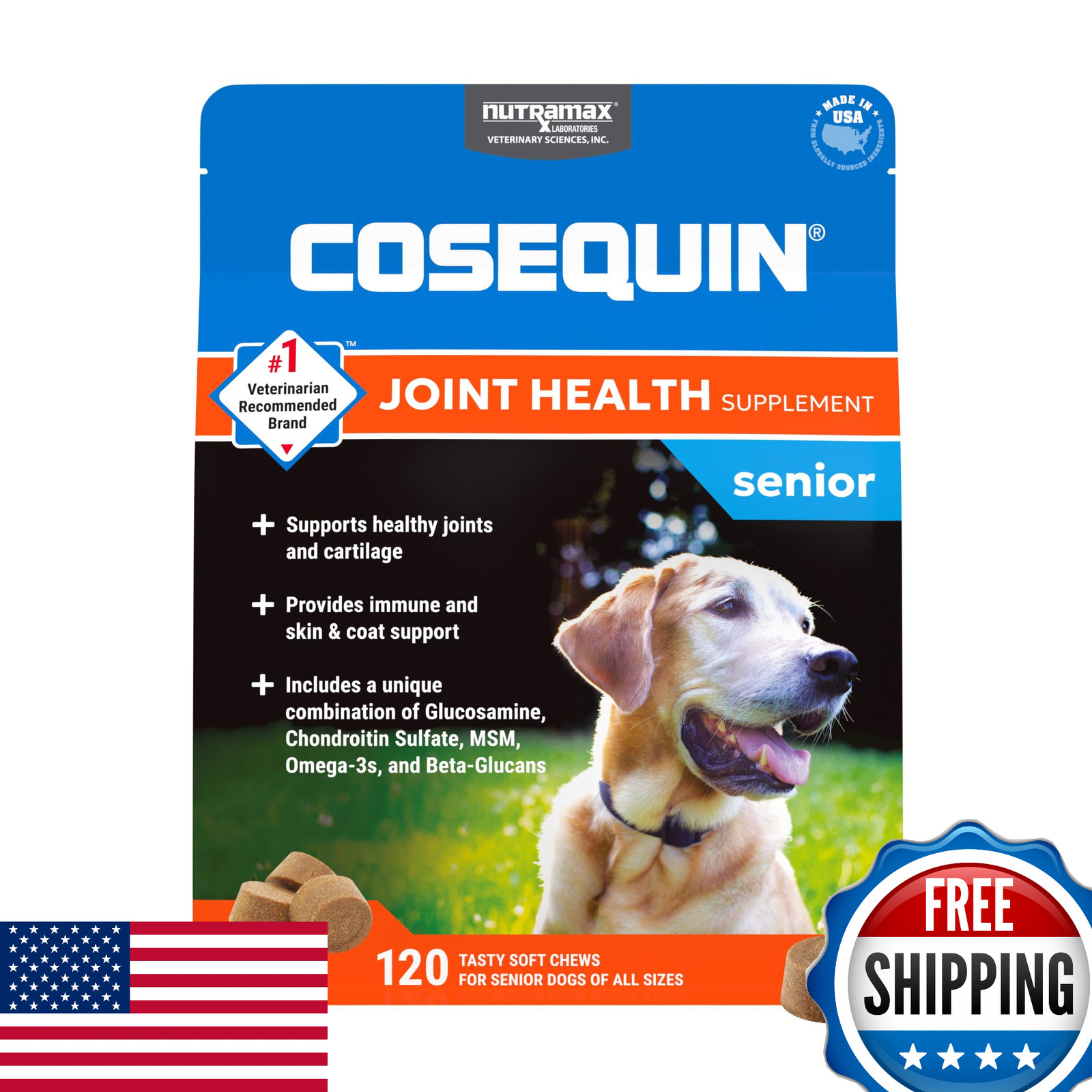 Nutramax Cosequin Senior Dog Joint Health Supplement: Glucosamine, Chondroitin,