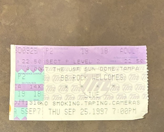 1997 Ticket Stub LIVE September 25, USF Sundome Tampa, FL