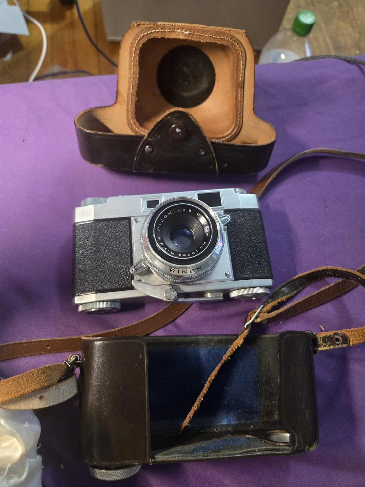 Ricoh 35 S Black Silver Rangefinder Camera with Leather Case