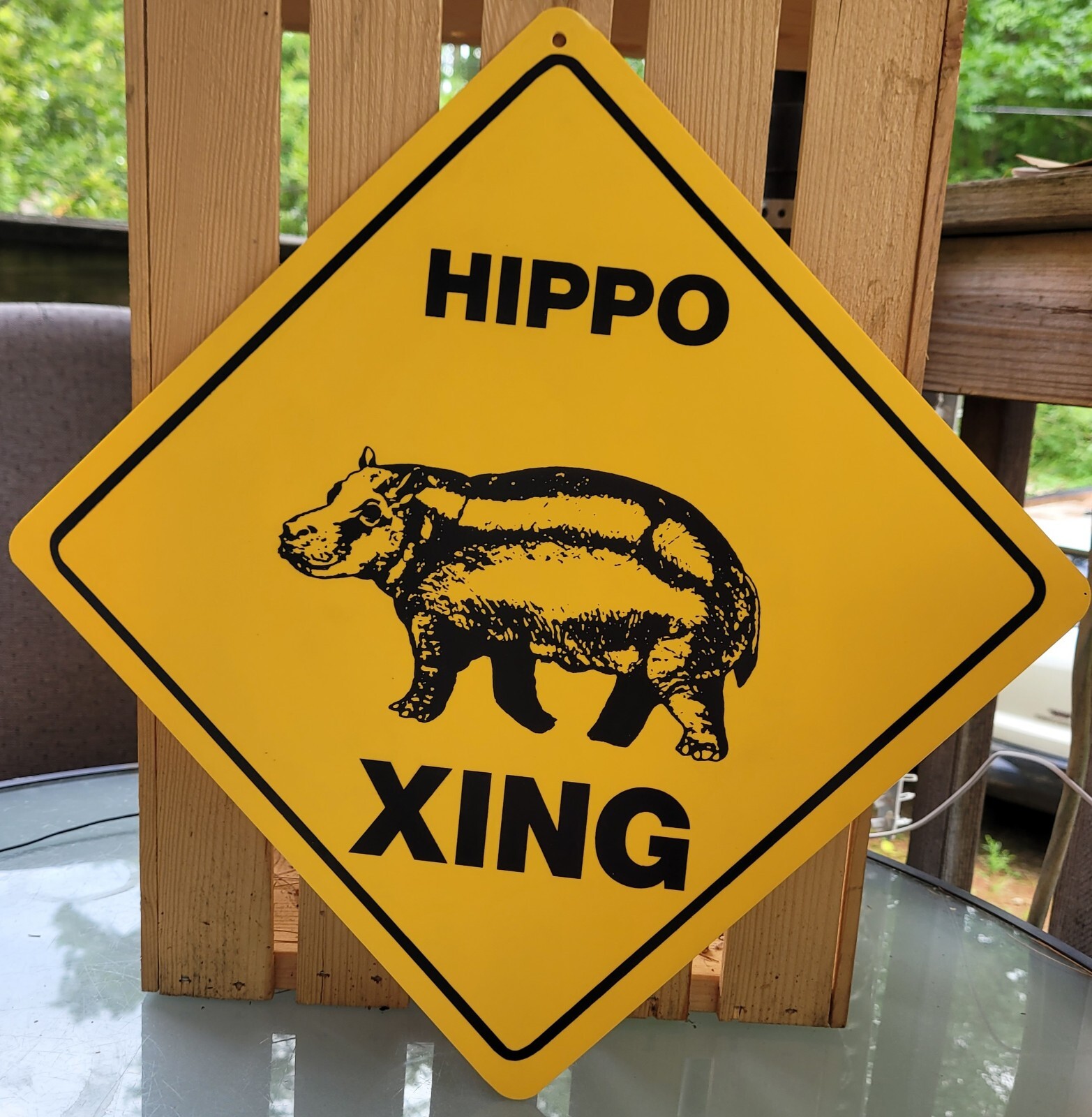Hippo Crossing Warning Xing Symbol Yellow Road Sign 12"x12"