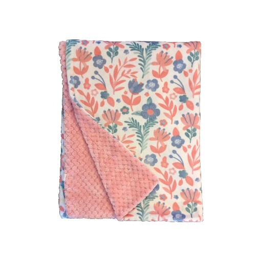 SL Home Fashions Baby Blanket Blue Pink Sherpa RN 119741 Flowers lovey daisy