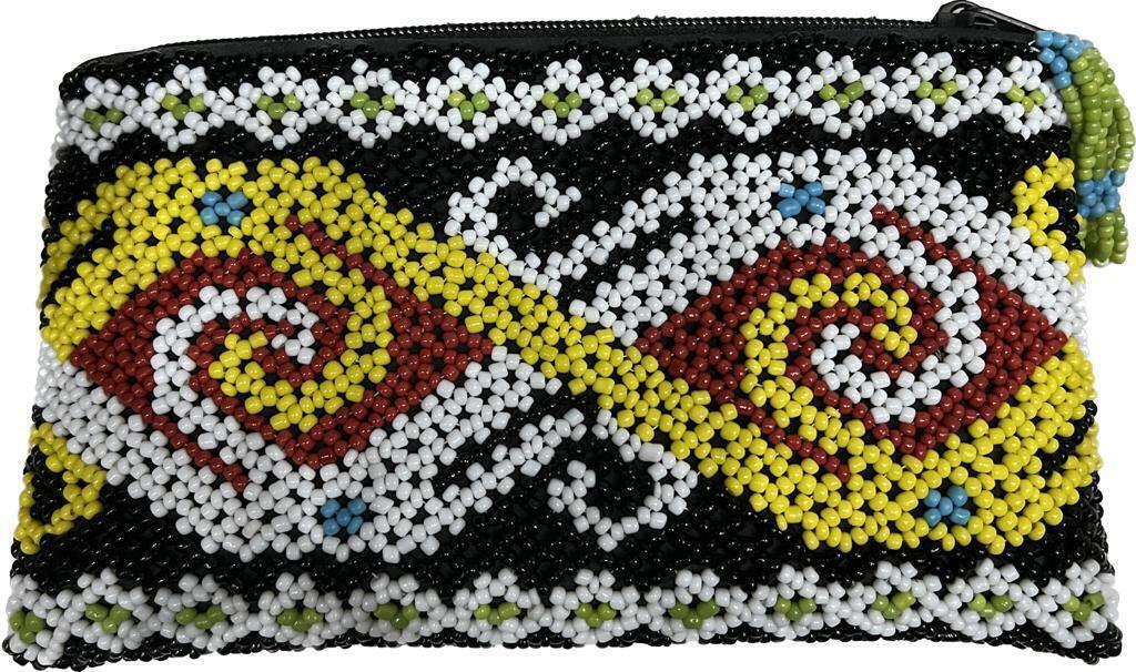 Traditional Hand Made Clutch with Beads and Zipper Multifunction Usage- Pouch