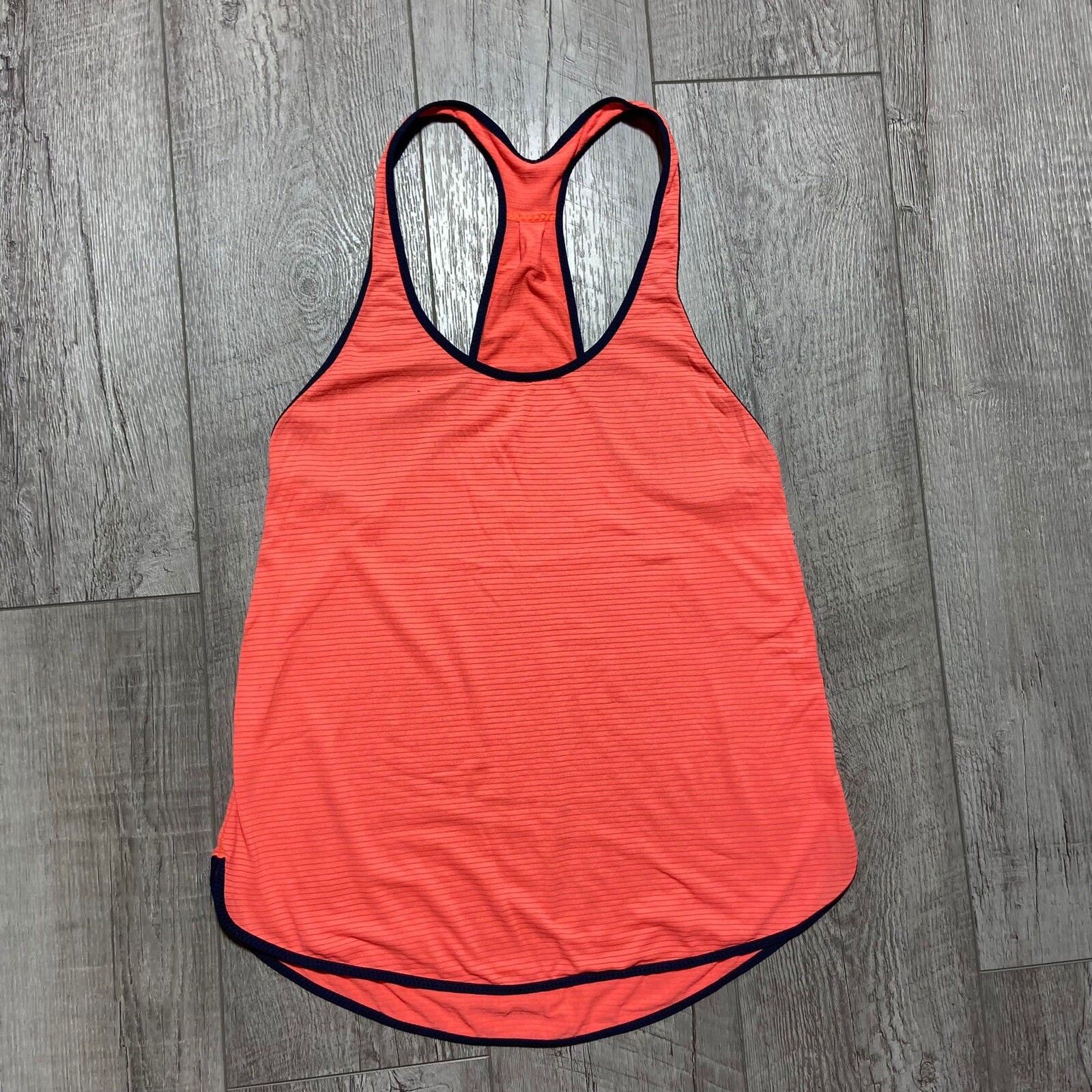 Lululemon Women’s Athletica Racerback Orange Tank Stripes See Measurements
