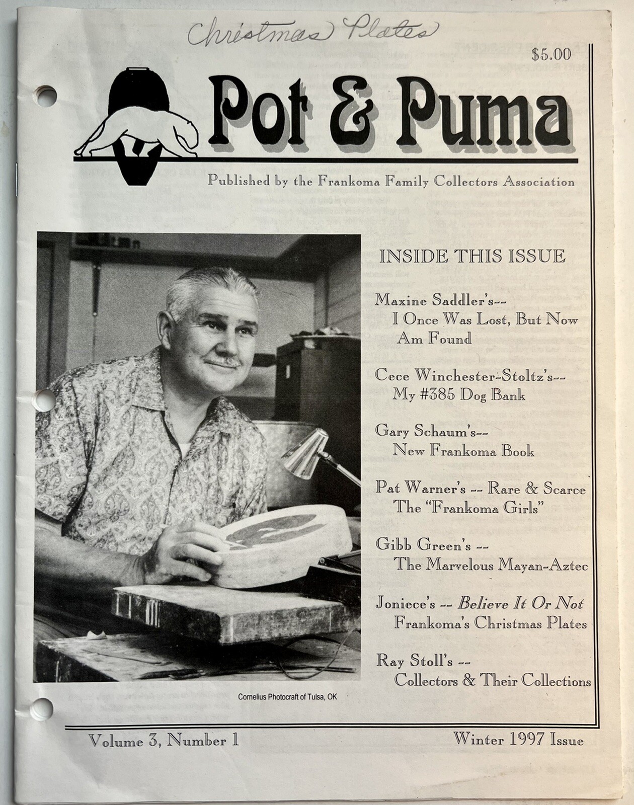 Pot & Puma Frankie’s Collector Newsletter Vol 3 Issue 1 1997 Maxine Gary Schaum