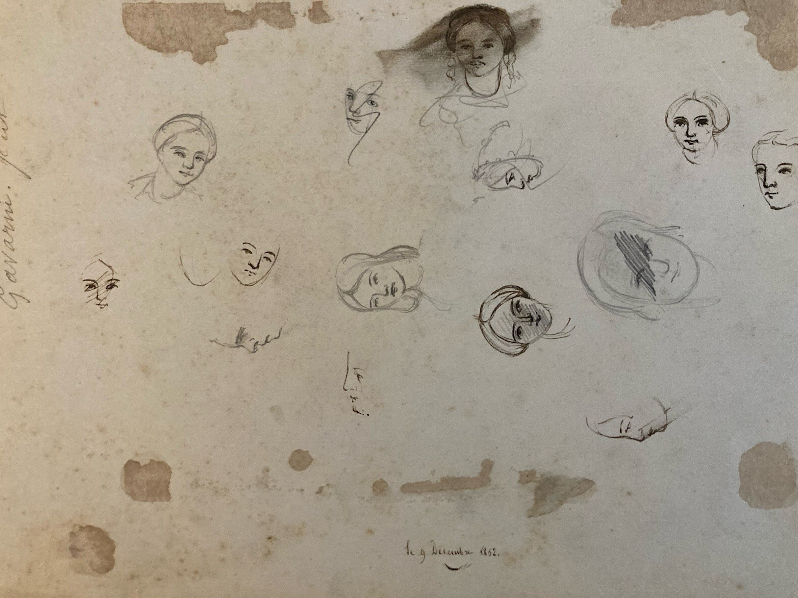 Drawing Ink Portrait Art Gavarni? Vintage Original Elegant Woman