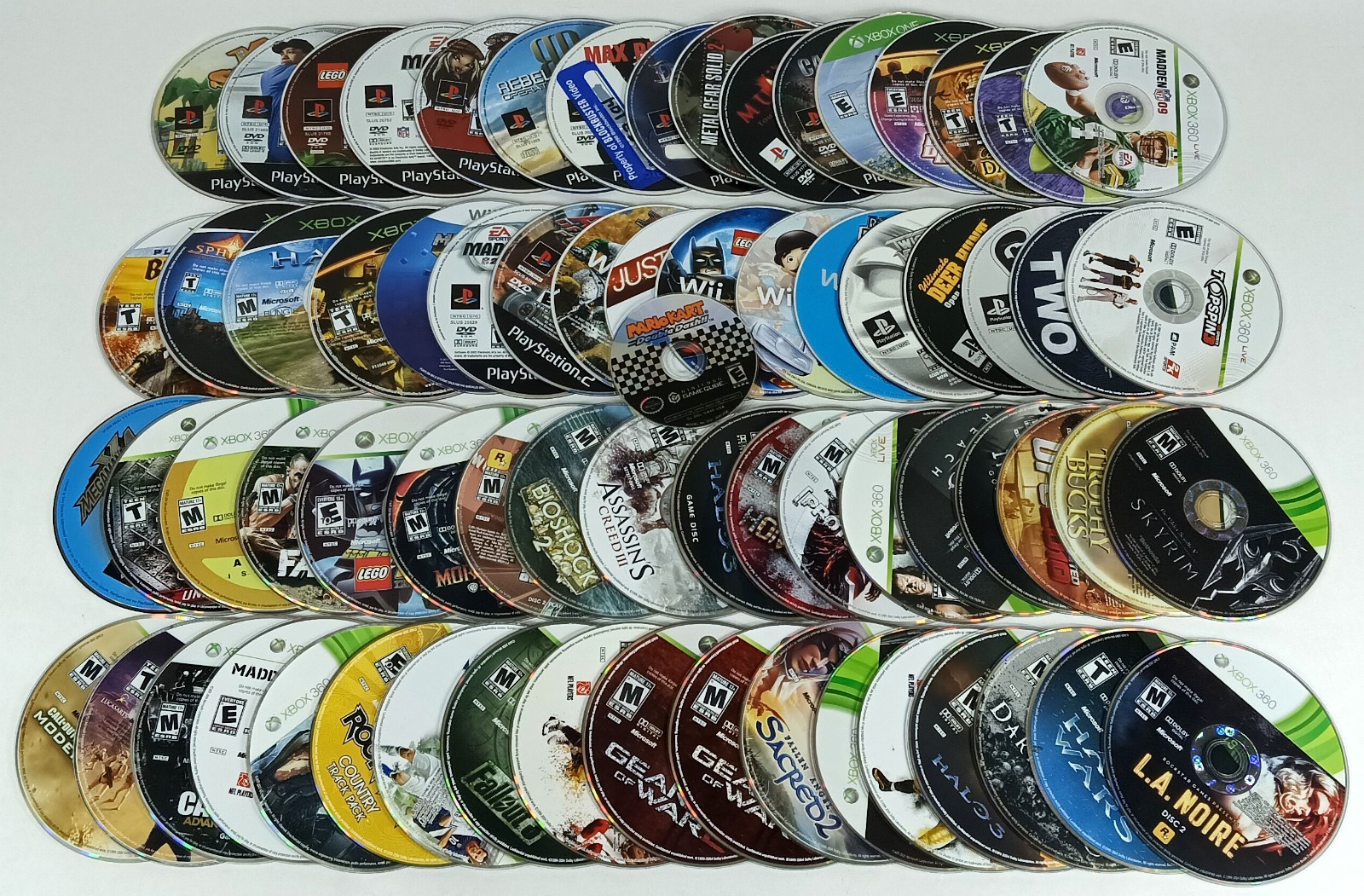 Loose Video Game Lot Of 73 Xbox Xbox 360 PS1 PS2 Wii Disc Scratched Untested