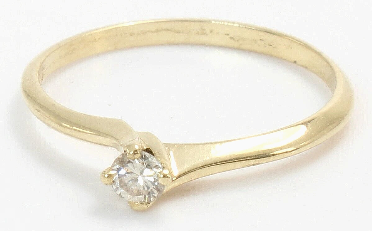 14k Gold .10ct Diamond Stackable Solitaire Wedding Engagement Ring Size 6 1/2