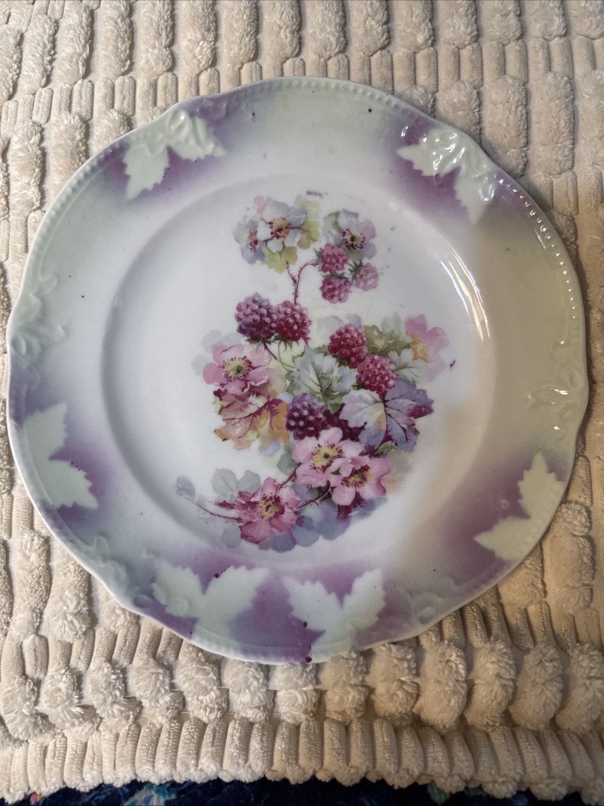 Berry Floral Pattern 8” Vintage Plate / Made In Germany