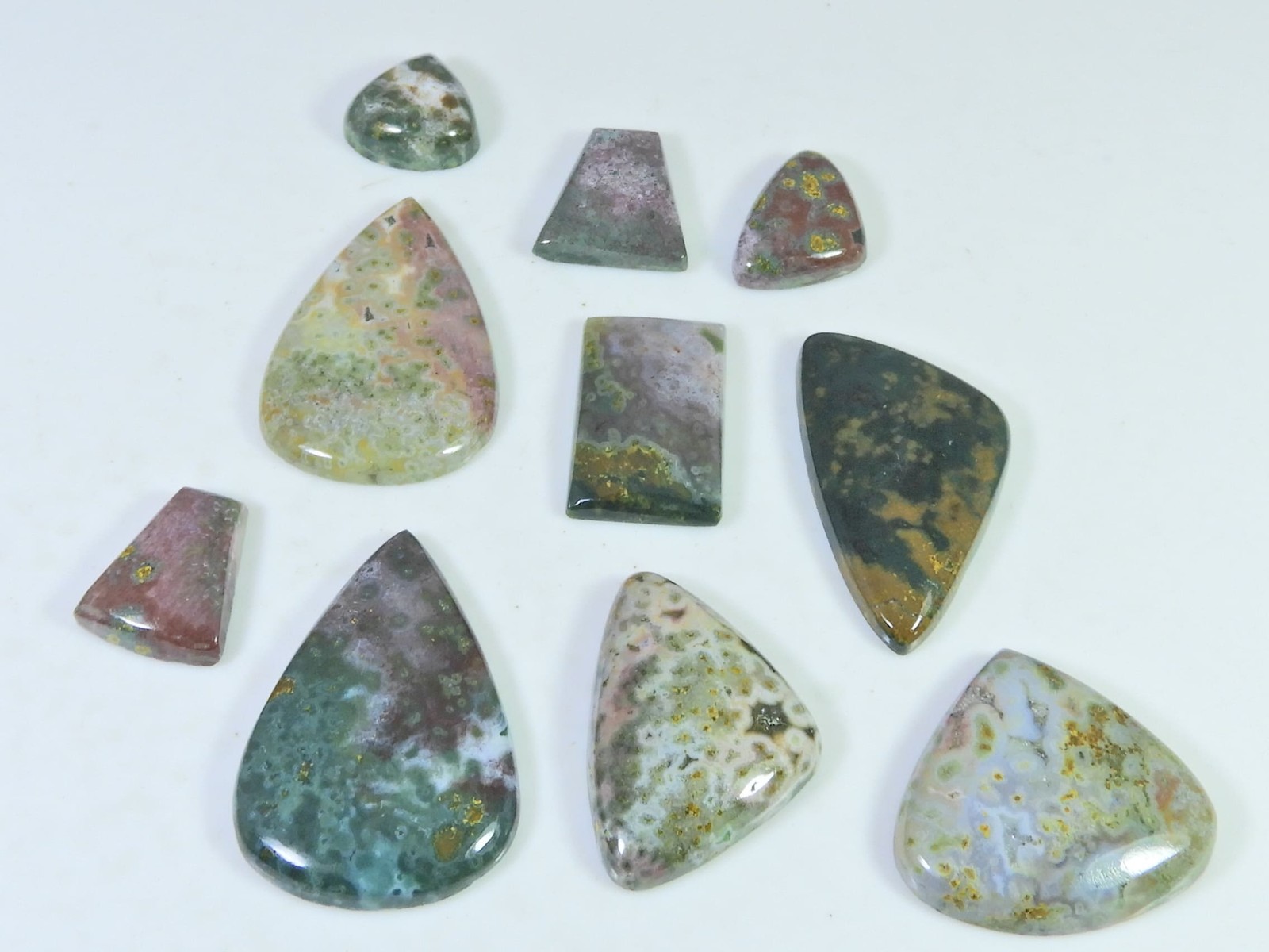 136Cts. Natural Ocean Jasper Mix Cabochon Loose Gemstone 10Pcs Lot 13-32 MM s478