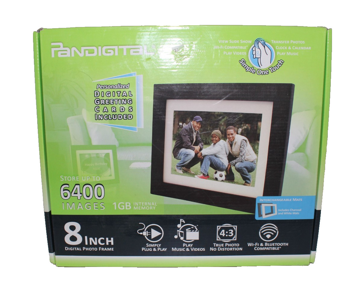 Pandigital 8" LCD Photo Frame Stores 6400 Images Simple Operation No PC Required