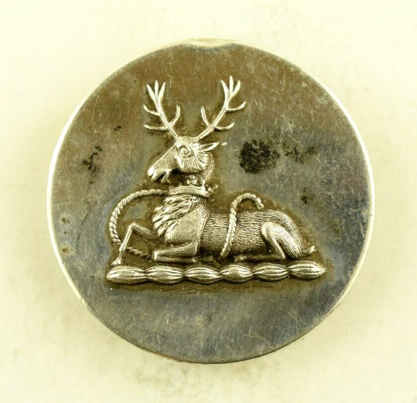 1850s Crest Livery Deer Buck Antlers Crown Uniform Button Original F2AT