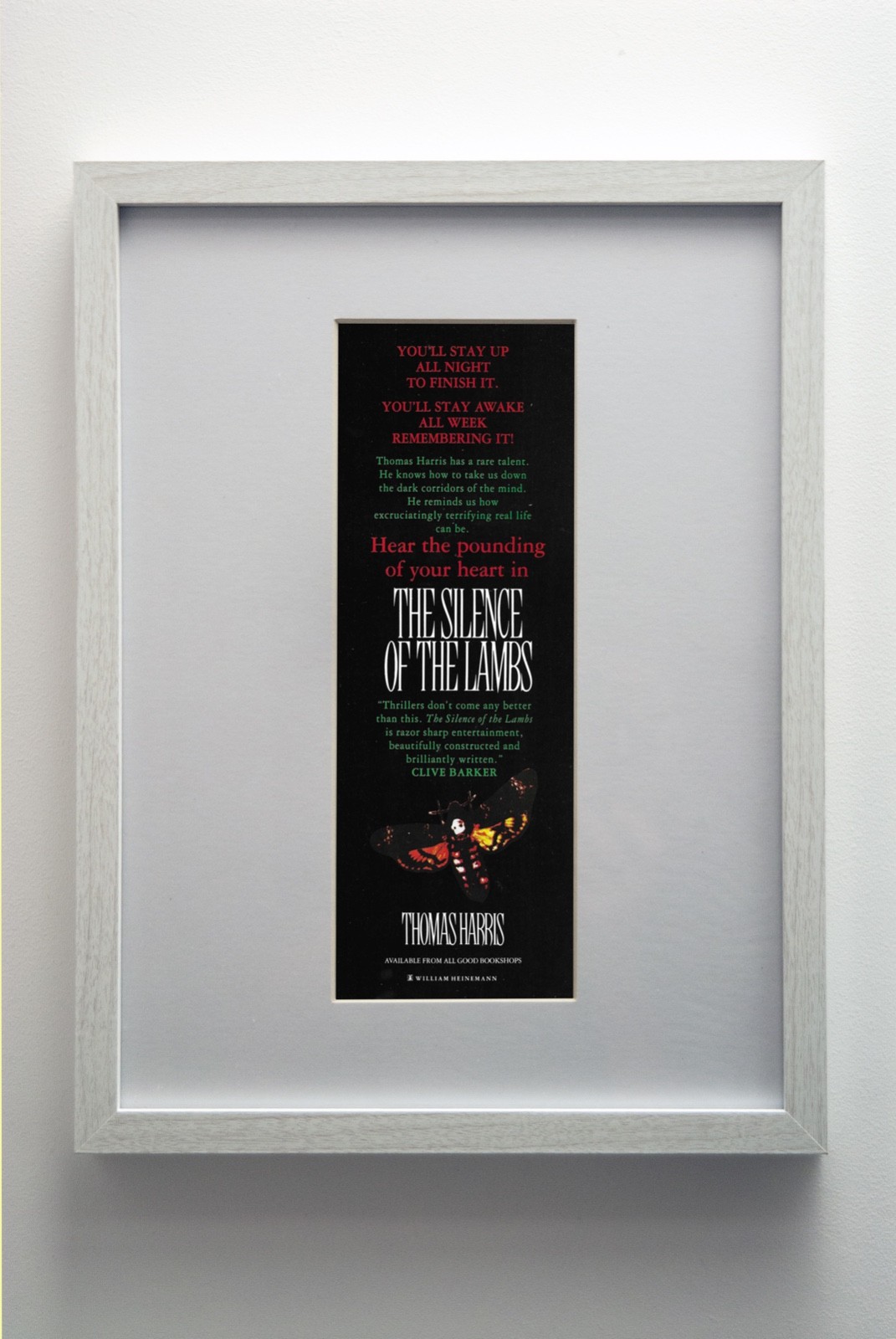 THE SILENCE OF THE LAMBS+BOOK+FRAMED ORIGINAL PRESS AD POSTER+1989