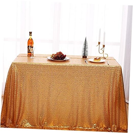  Sequin Tablecloth - Table Cloths for Parties 102" x 60" (Rectangular) Gold