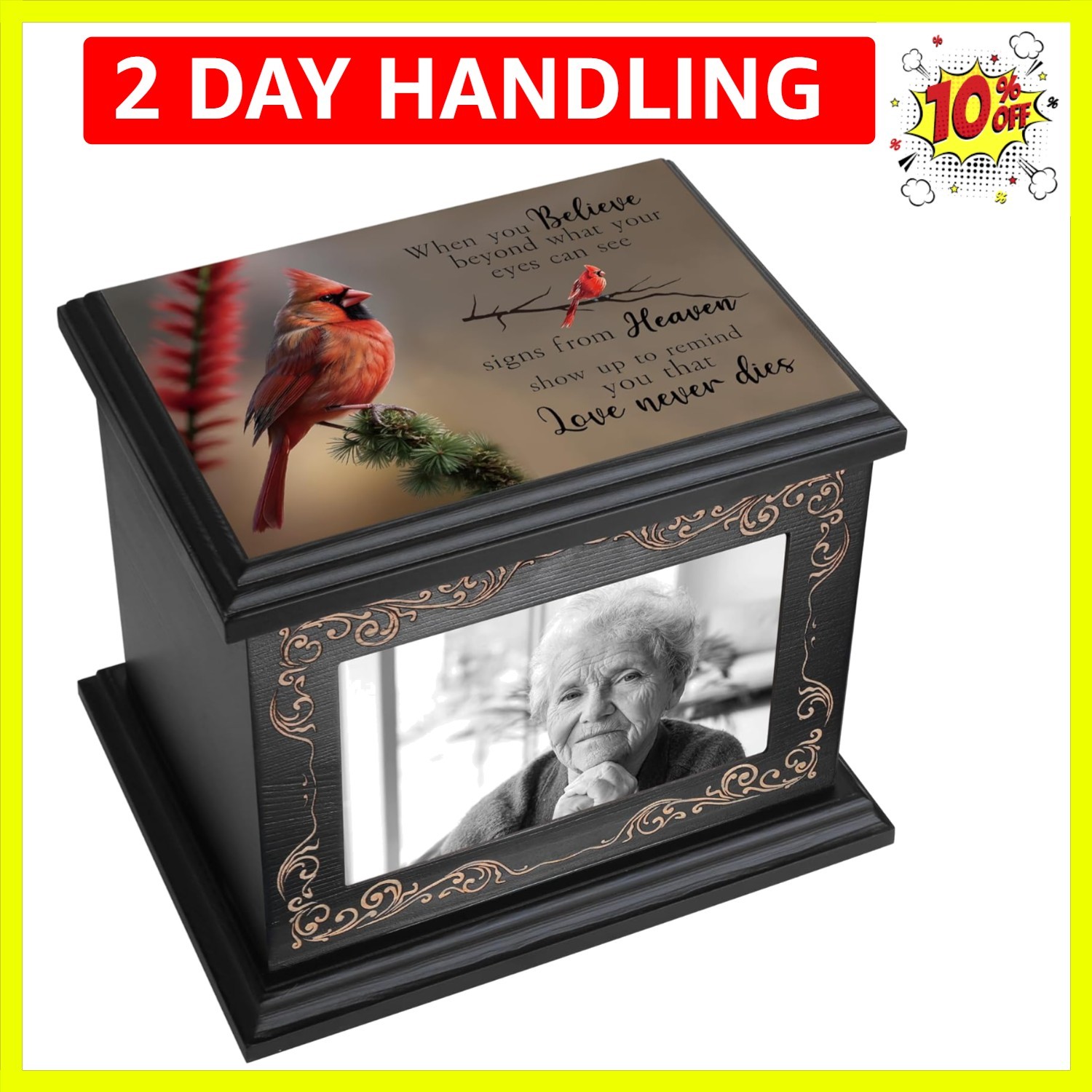 Beautifully Crafted Burial Urn for Ashes - 200lbs Capacity with Secure Closure