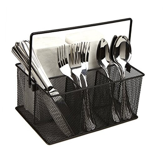  Storage Basket Organizer, Utensil Holder, Forks, Spoons, Knives, Black