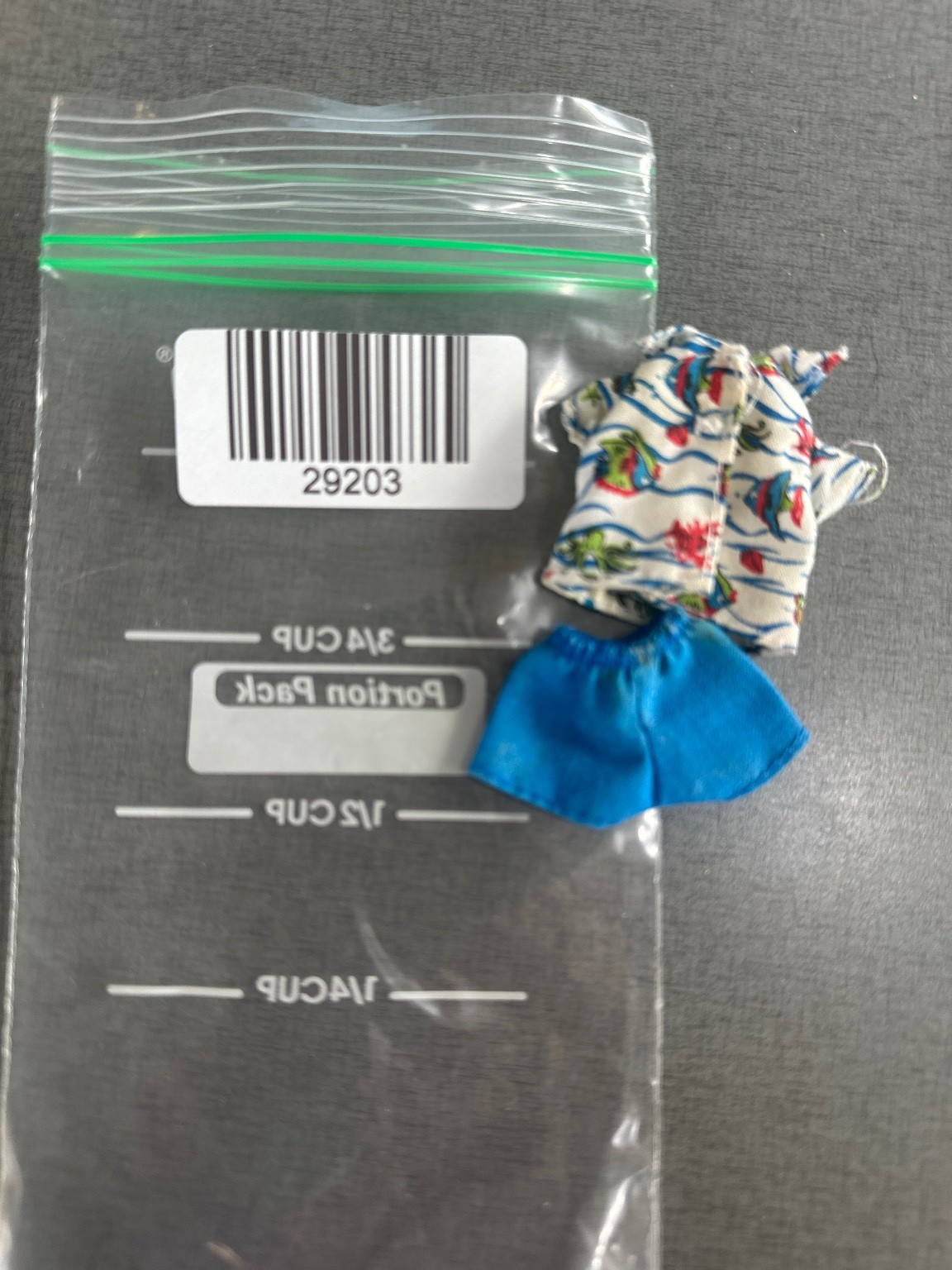 Doll Outfit 2-Pc Tropical Fish Print Shirt Blue Shorts Elastic Waist