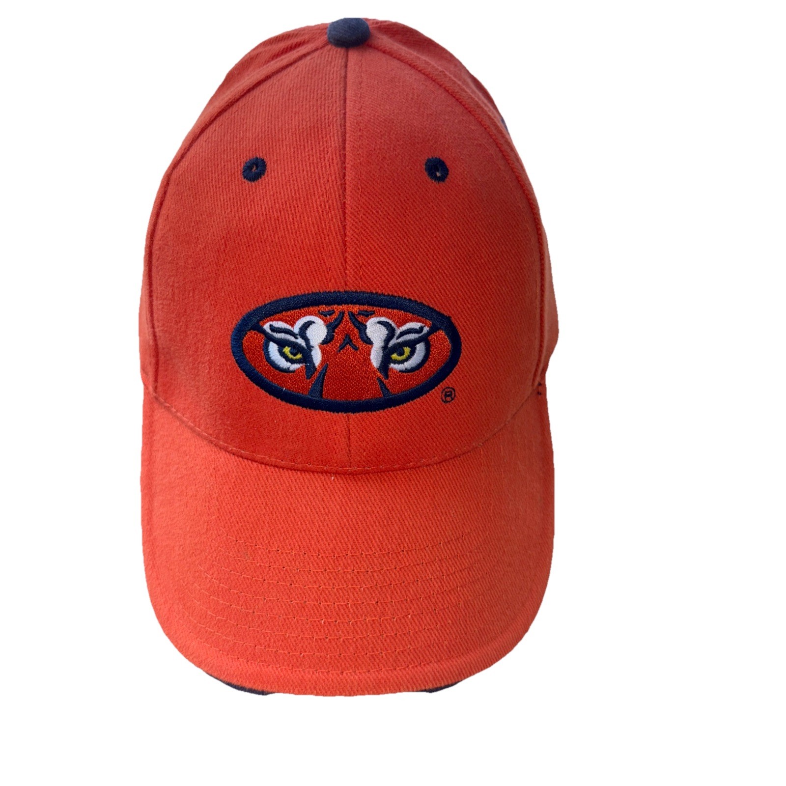 Clemson Tigers w Eyes on front of Orange Hat Cap Hook Loop Off. College Licensed
