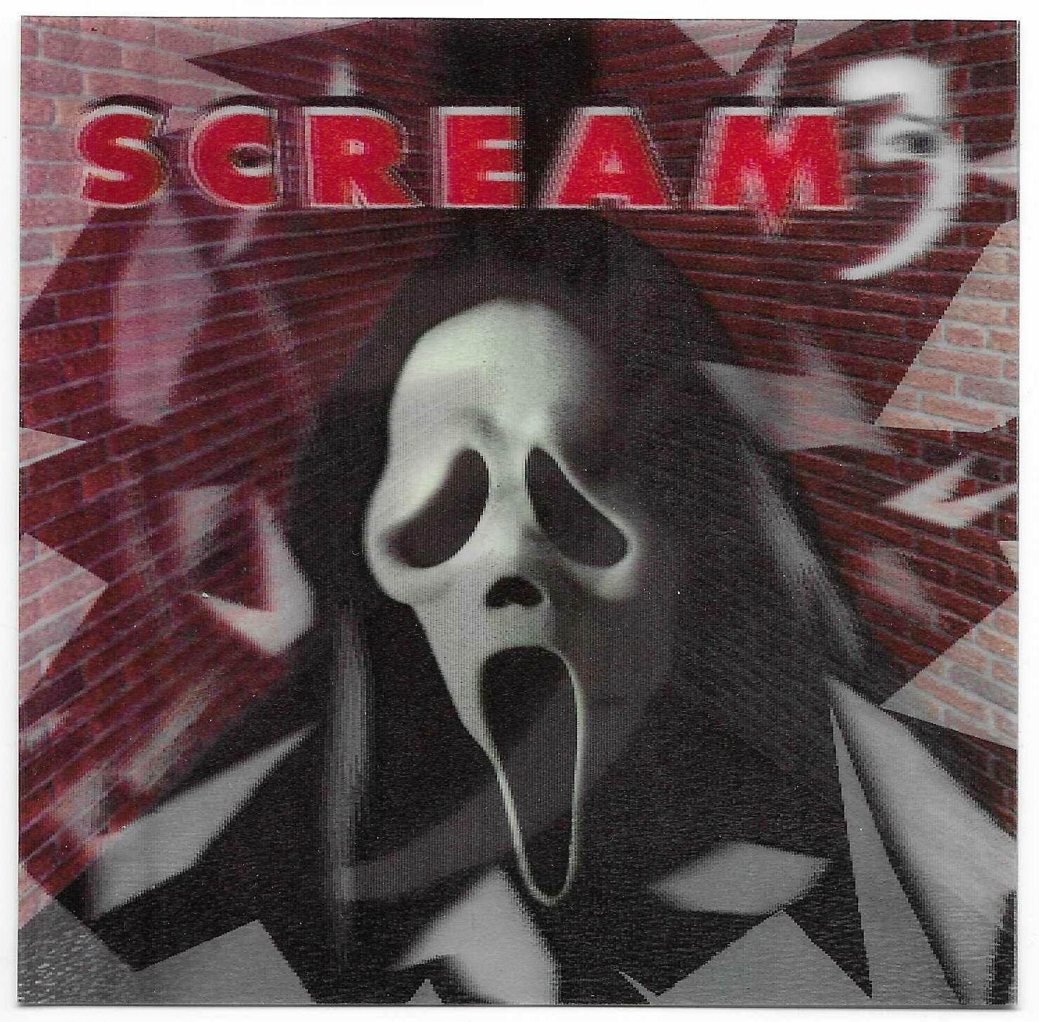 SCREAM 3 Rare PROMO PLASTIC LENTICULAR MULTI IMAGES CARD app 5x5 of 1999 CD MINT
