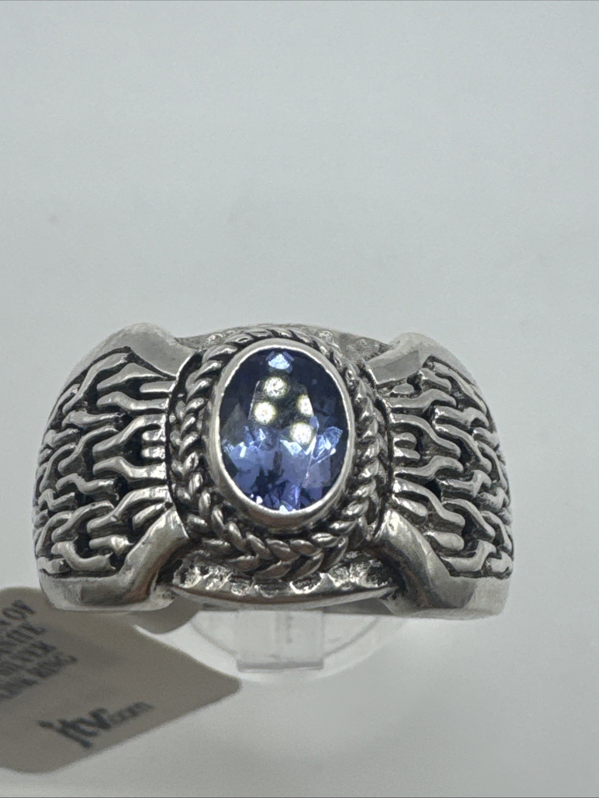 Mint Sarda Artisans Of Bali Sterling Silver Tanzanite Chainlink Ring Size 8