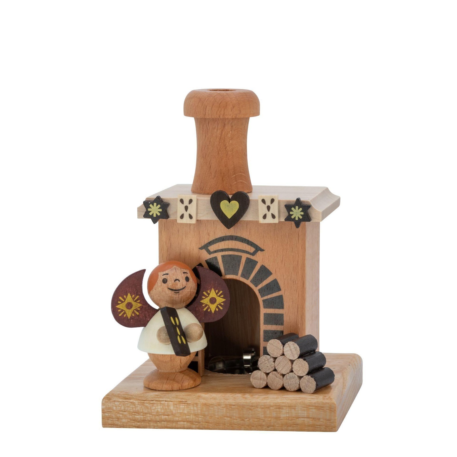 Smoker Chimney With Angel, Wood Stack And Painted Arch BxHxT 7.5x11x8.5cm NEW