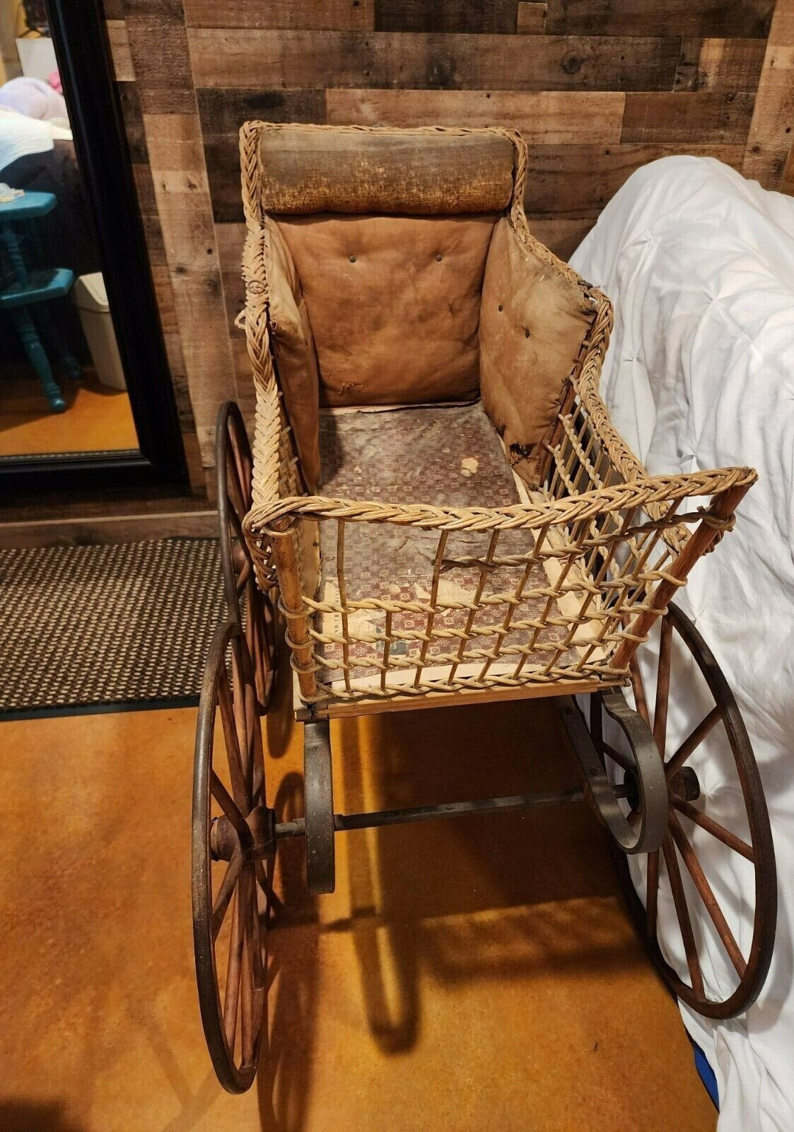 Antique Victorian Baby Wicker Carriage