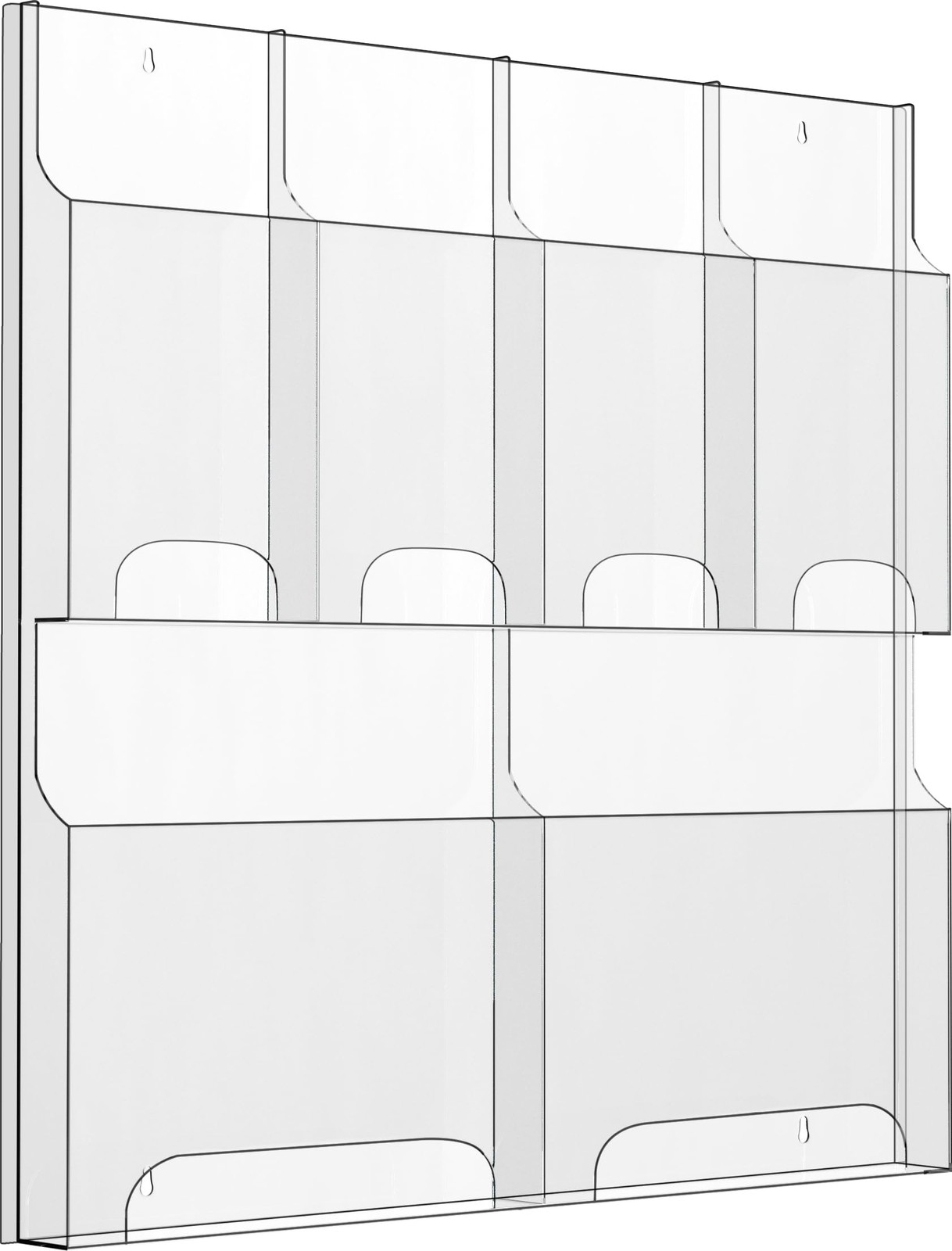 Acrylic Brochure Pamphlet Holder - 2 Magazine & 4 Pamphlet Holders, Clear Displa