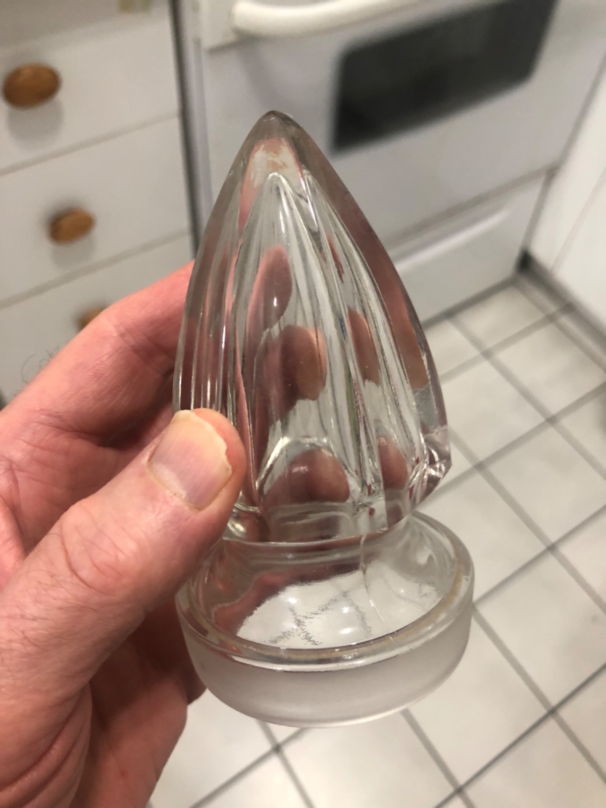 VINTAGE FLAWLESS c1900 STEEPLE TYPE  “GROUND TO FIT” APOTHECARY CANDY JAR LID!