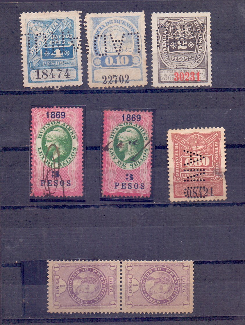 Argentina postal revenue fiscal 8  old stamps from Buenos Aires Nice lots !