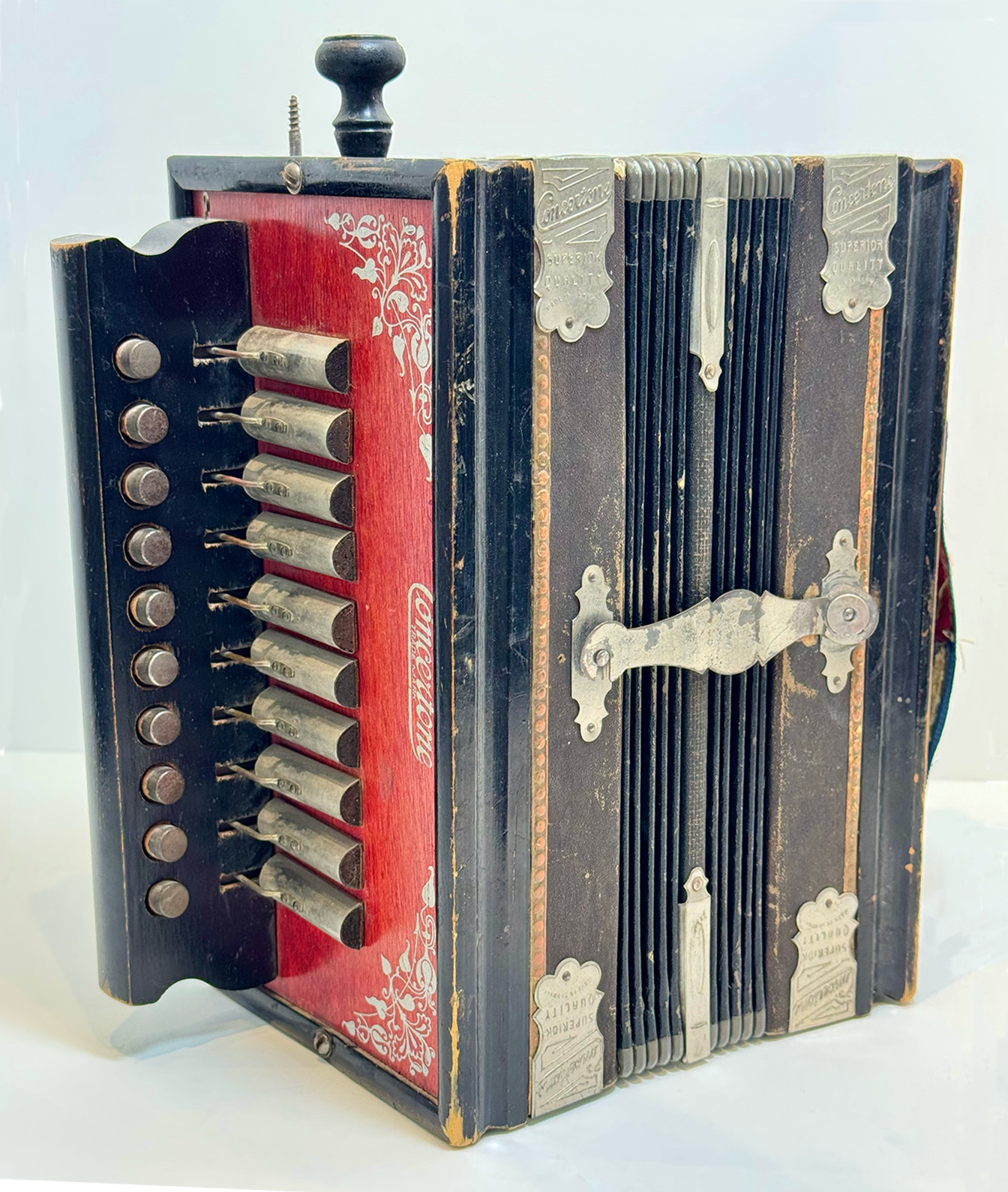 Antique Anglo Wood Concertina 10 buttons, Sears 1929, good working condition