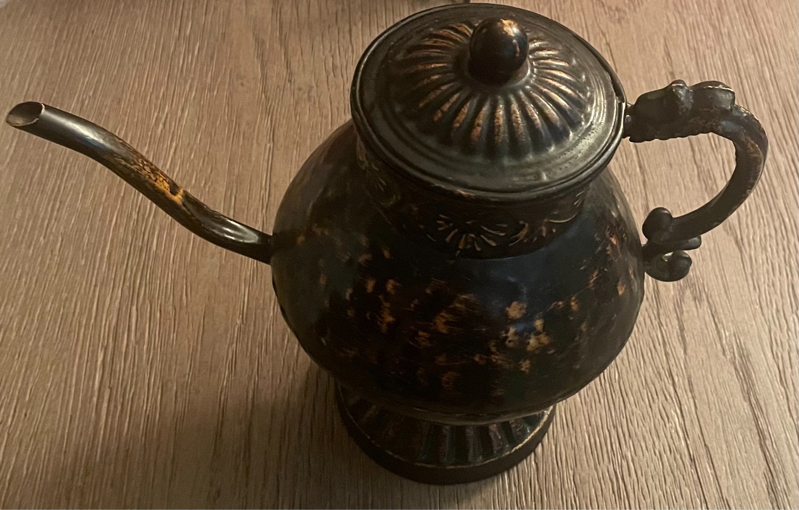 Vintage 20th Century Victorian Style Dark Mottled Finish Coffee Pot-Rare Find