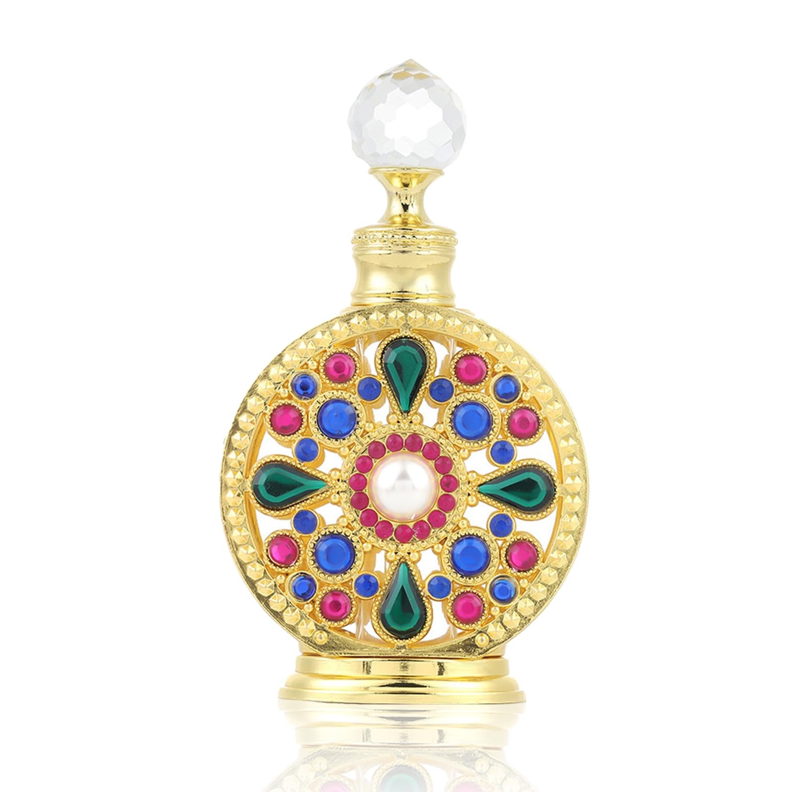 Joyeee Gloden Glass Perfume Bottles, 1 Pack 15ml Small 0.5 Ounces, Clear 