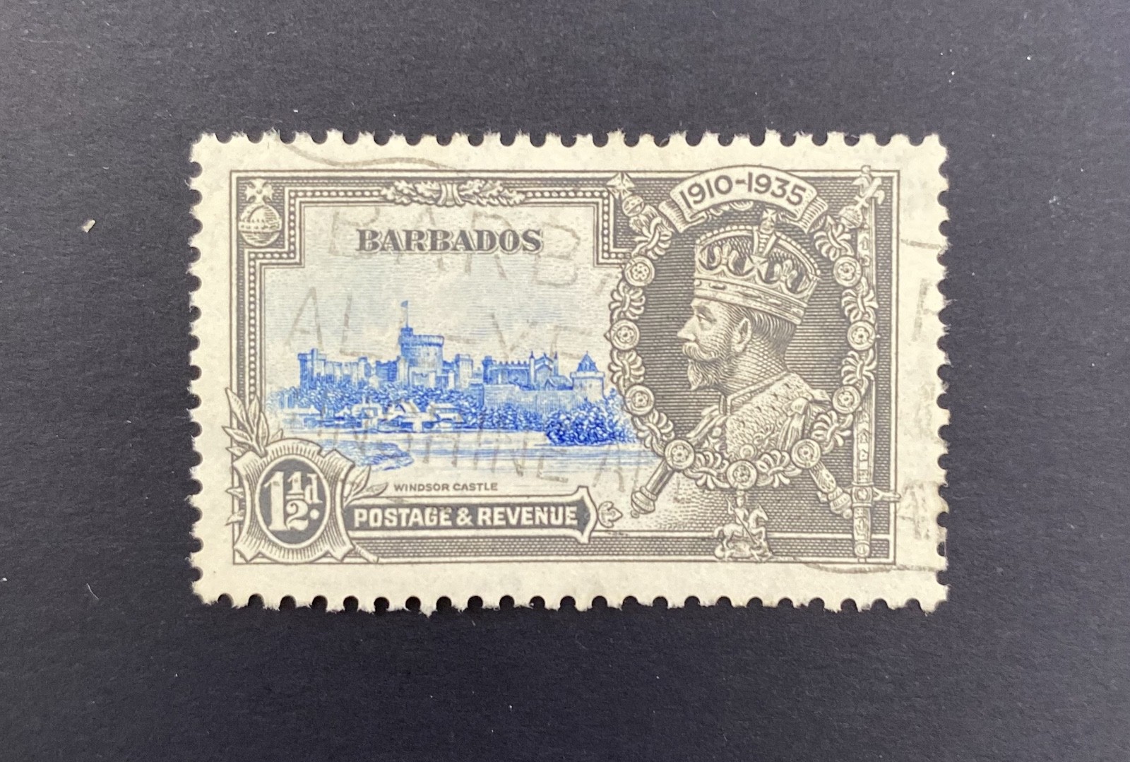 Barbados 1935 25th Anniversary Accession King G V  1½d  Used