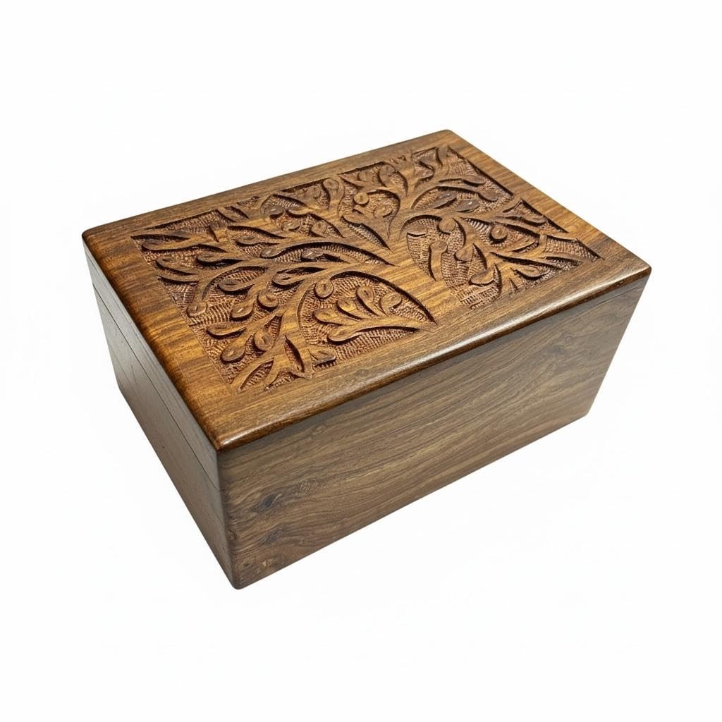 Extra Small Wooden Keepsake Urn for Ashes |Mini Funeral Cremation Urn for Bel...