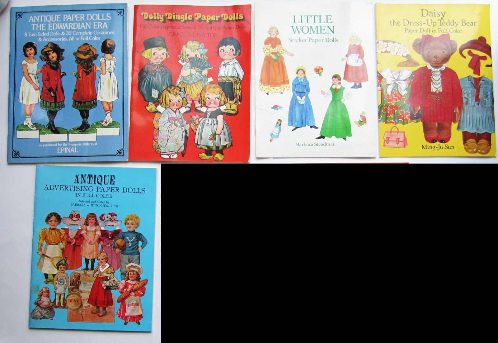 Lot of 5 Paper Dolls Vintage Dover Antique Dolly Dingle Little Women+ NEW Unused