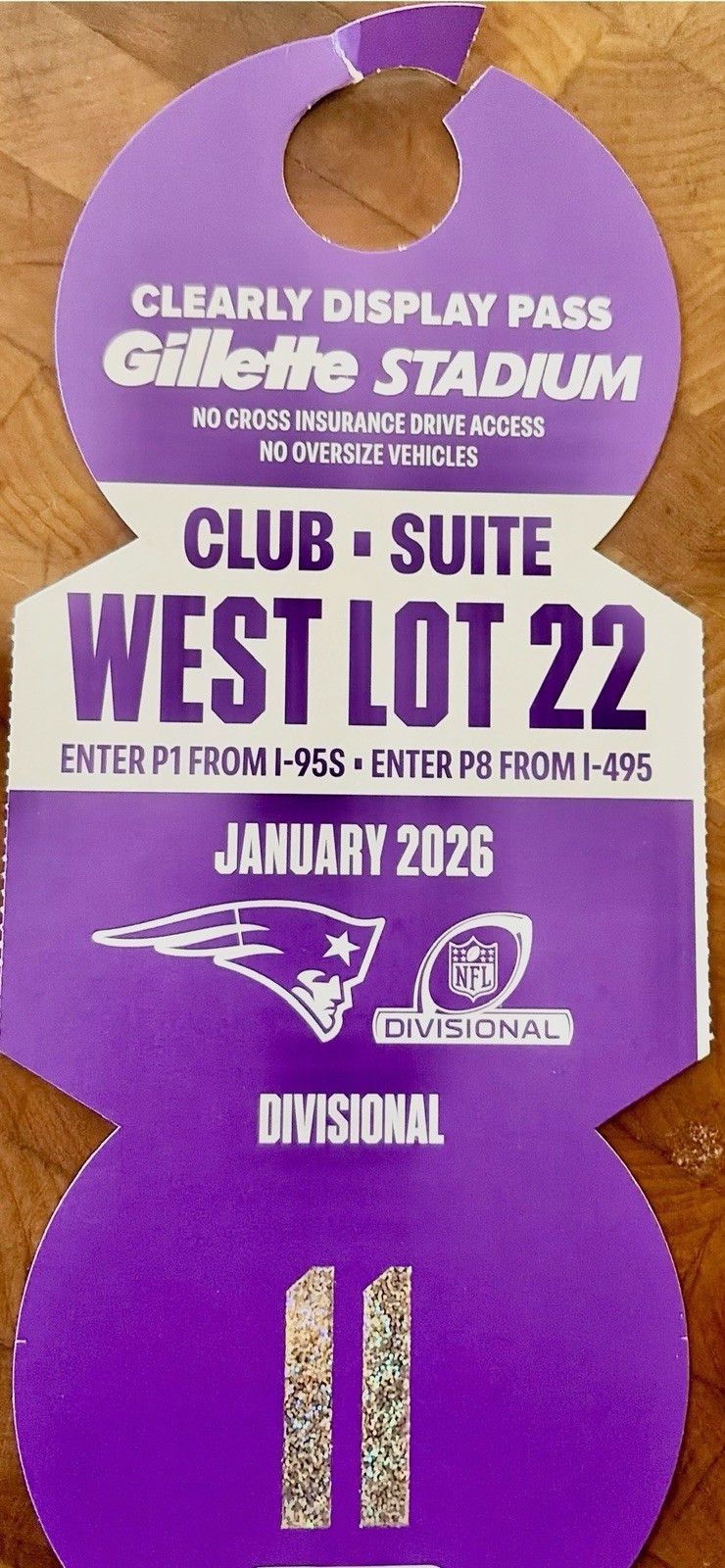 AFC Divisional Playoff: Patriots / Texans VIP Parking Pass 1/18/26 @ Gillette