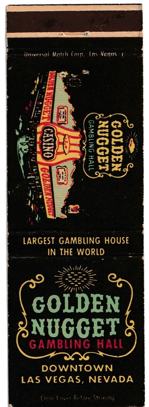 Golden Nugget Gambling Hall Matchbook Cover  Las Vegas Nevada #2 icmsc5