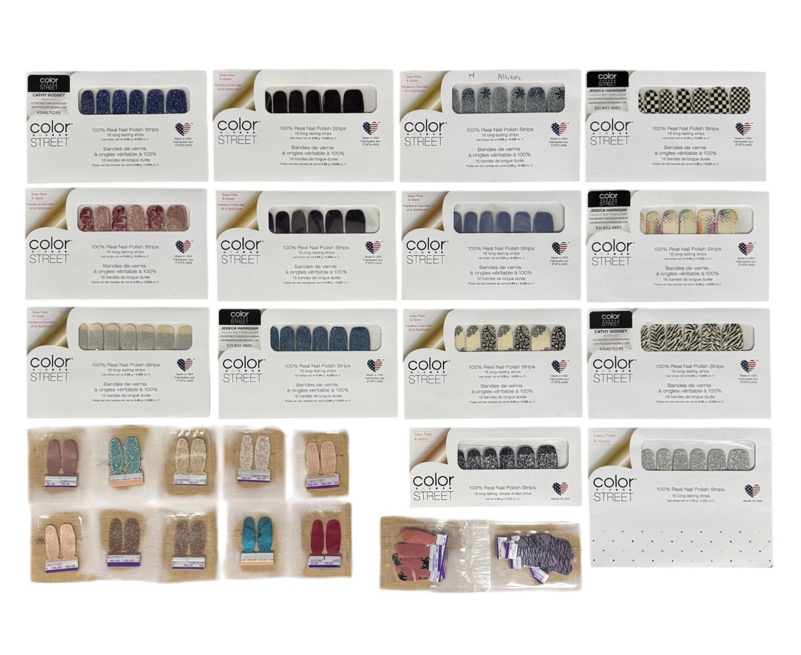 NEW Color Street Nail Polish Strips Lot of 14 Assorted Glitter + 12 Sample Packs