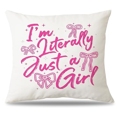 Pillow Cover 18x18, Coquette Preppy Room Decor, Girly Bedroom & Dorm Pink Bow