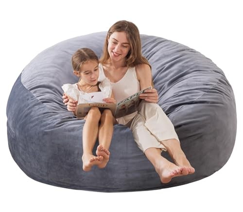 Large Bean Bag Chair for Adults/Kids with Filling, 3 ft Memory 3 Foot Fog Grey